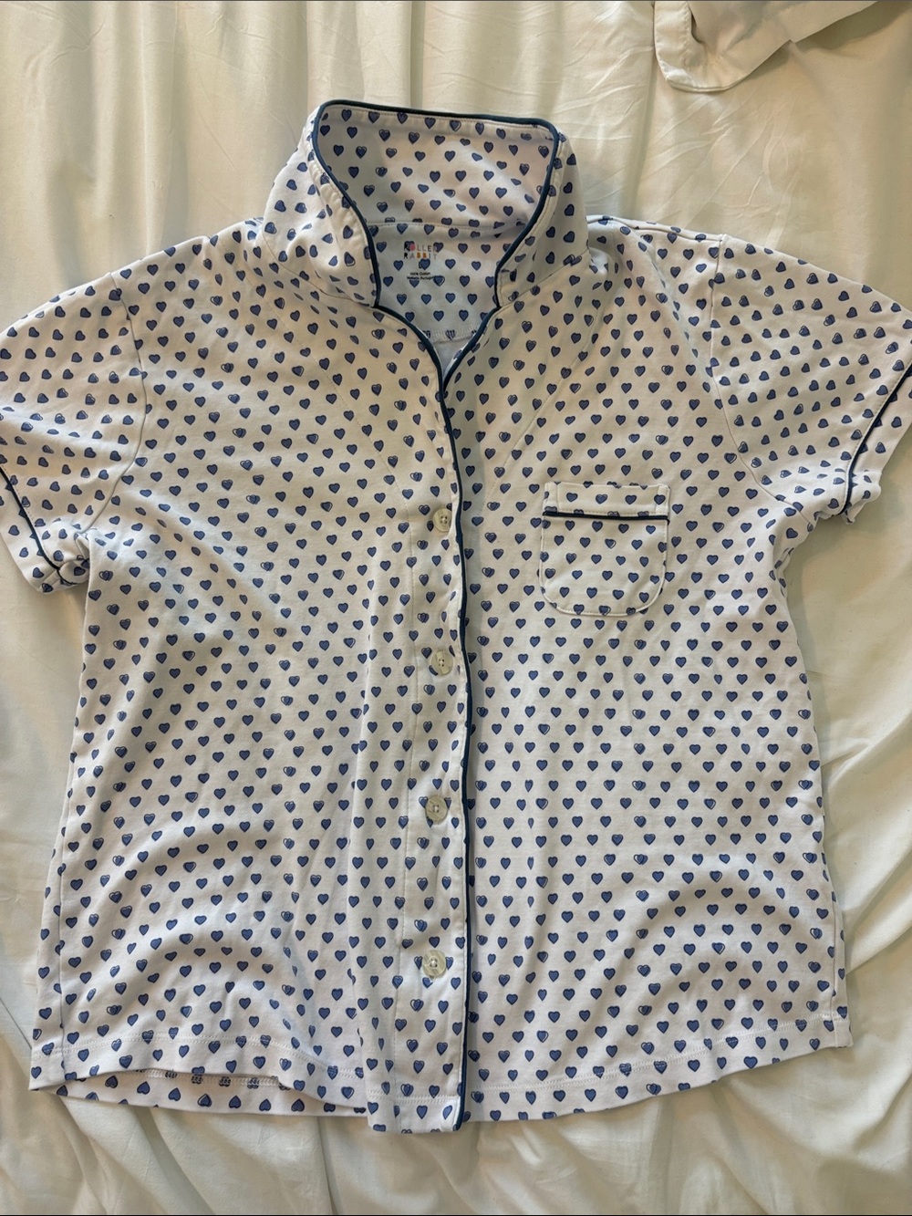 Roller Rabbit White Short-Sleeve Shirt with Navy Heart Print